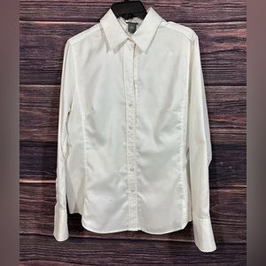 EUC Ann Taylor White Cotton Dress Shirt
